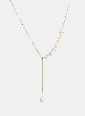 Y-Shaped Pearl Necklace