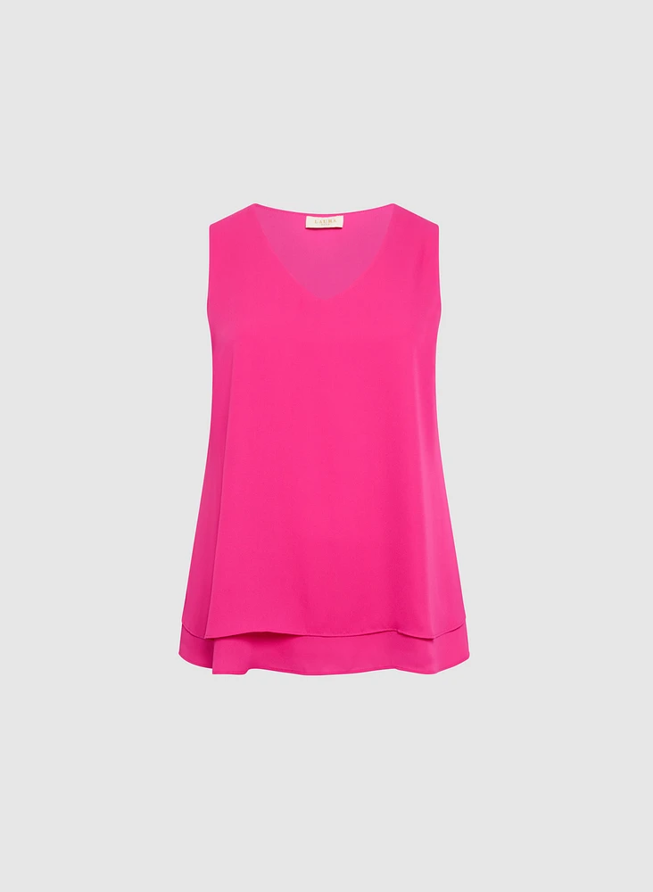 Blouse sans manches à effet superpos