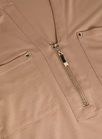 Zip-Front Knit T-Shirt