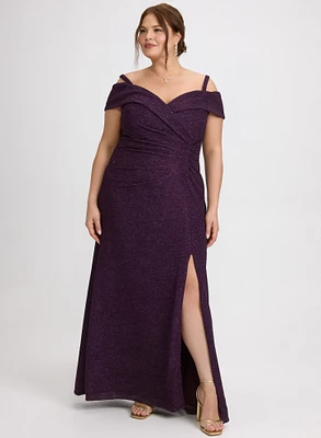 Glitter Knit Cold-Shoulder Dress