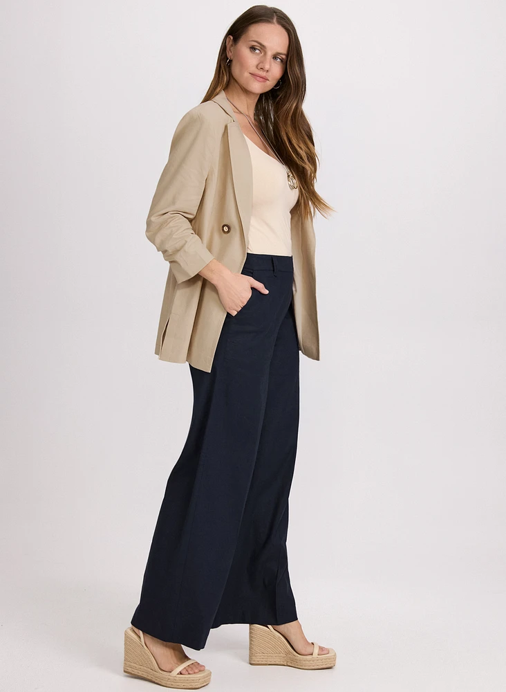 Pantalon Olivia large en mélange de lin