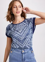 Paisley & Geometric Print T-Shirt