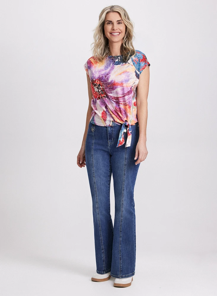 Floral Tied-Hem T-Shirt