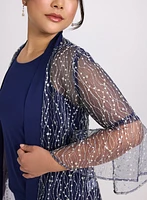 Sequined Mesh Jacket, Top & Pants Set