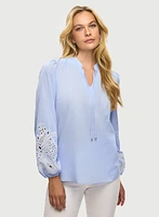 Split-Neck Embroidered Blouse