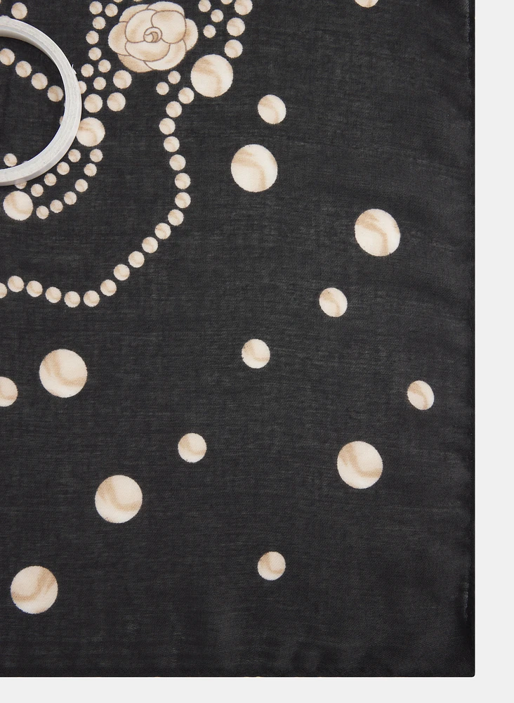 Foulard à motif de pois et fleurs