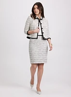 Contrast Trim Tweed Pencil Skirt