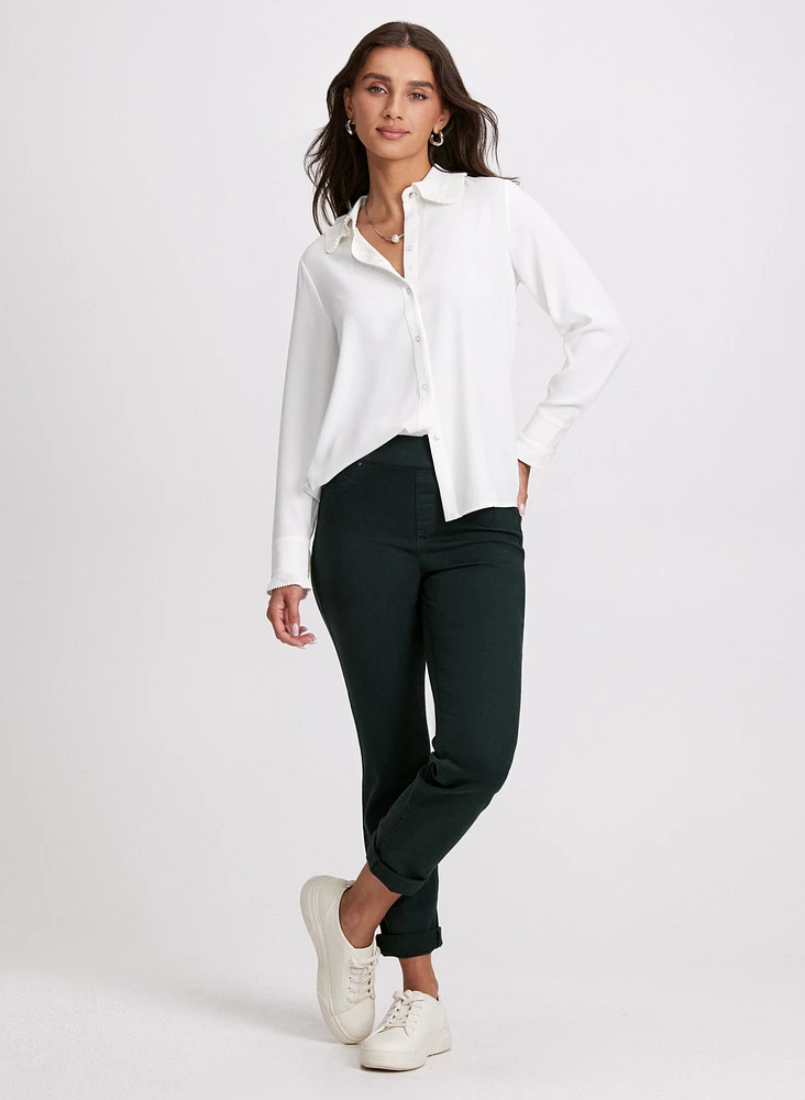 Pleated Detail Blouse & Straight Leg Jeans