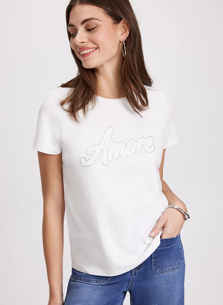 Embellished Script T-Shirt