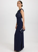 Lace Cowl Back Dress
