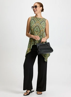 Sleeveless Paisley Top & Crepe Pull-On Pants