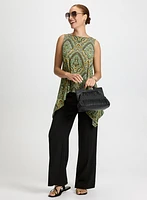 Sleeveless Paisley Top & Crepe Pull-On Pants