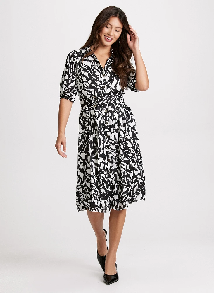 Robe midi à motif animal abstrait