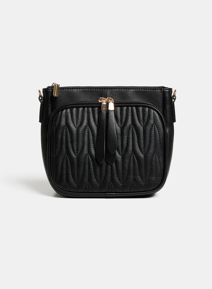 Quilted Front Crossbody Bag