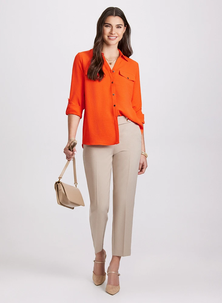 Crepe Button-Down Blouse