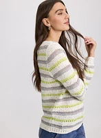 Pull rayé en tricot pointelle