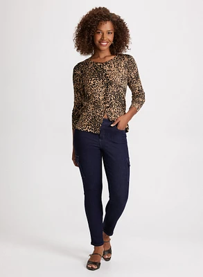 Buttoned Leopard Print Cardigan