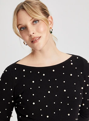 Pearl Detail Sweater Dress