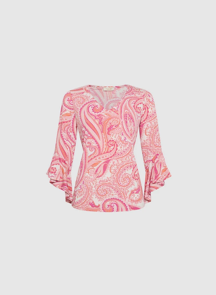 Paisley 3/4 Bell Sleeve Top