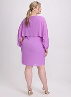 Brooch Embellished Capelet Dress