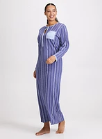 Stripe Print Long Nightgown