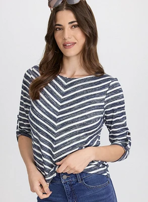 Stripe 3/4 Sleeve Top