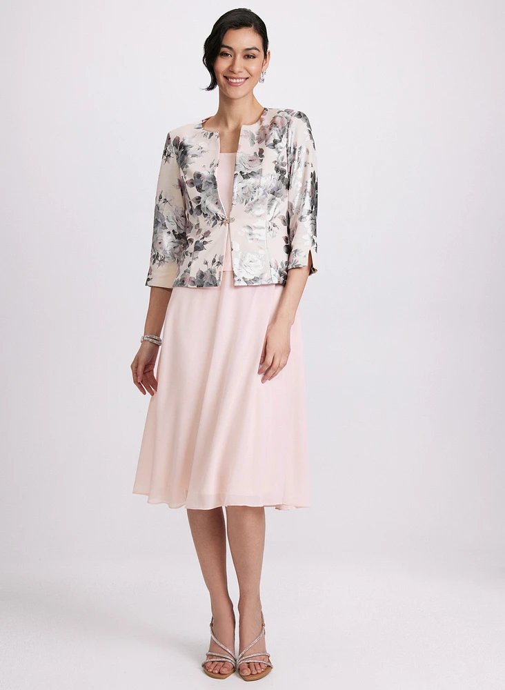 Floral Jacket, Top & Skirt Set