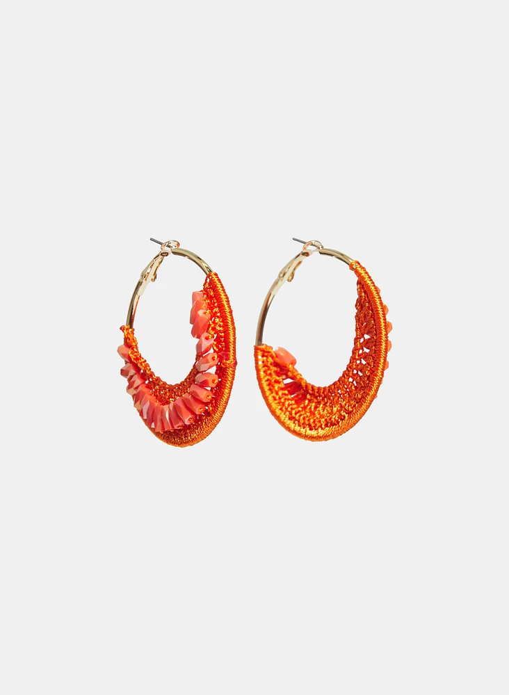 Bead & Knit Hoop Earrings