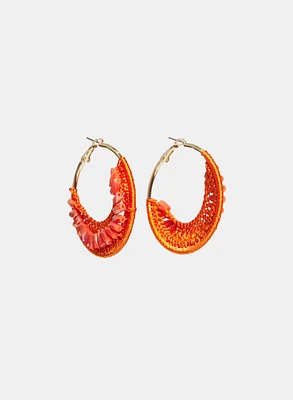 Bead & Knit Hoop Earrings