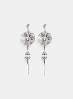 Boucles d'oreilles pendantes à fleur métallique