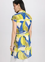 Tunique en chiffon à motif palmiers
