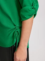 Ruched Button-Down Blouse