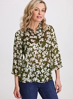 Blouse boutonnée à motif floral