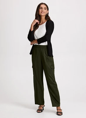 Cardigan en tricot pointelle et pantalon cargo à jambe droite