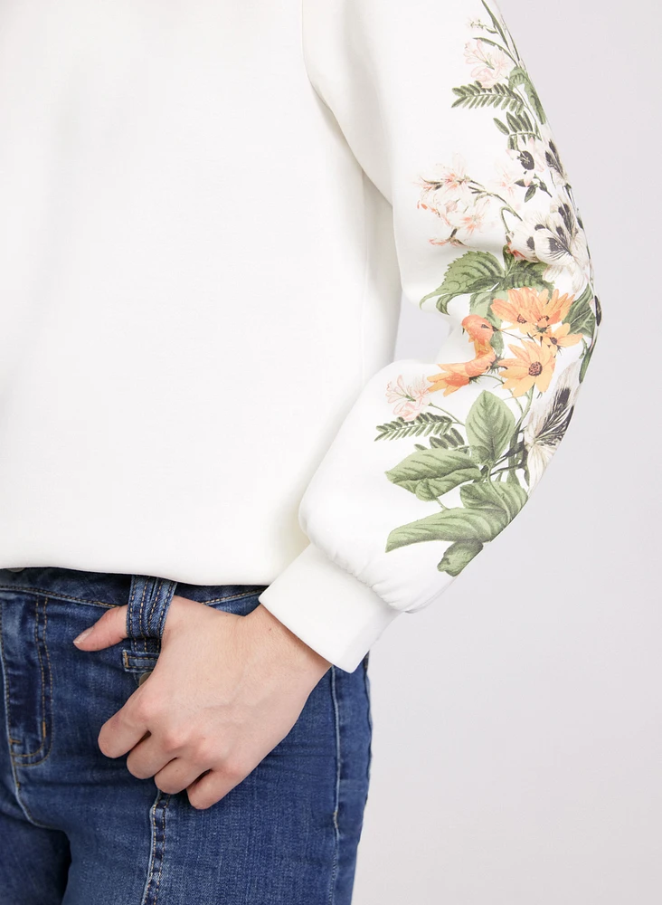 Floral Sleeve Sweatshirt