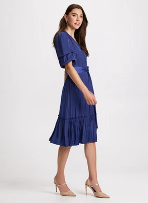 Satin Pleated Midi Dress