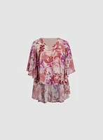 Asymmetric Floral Print Blouse