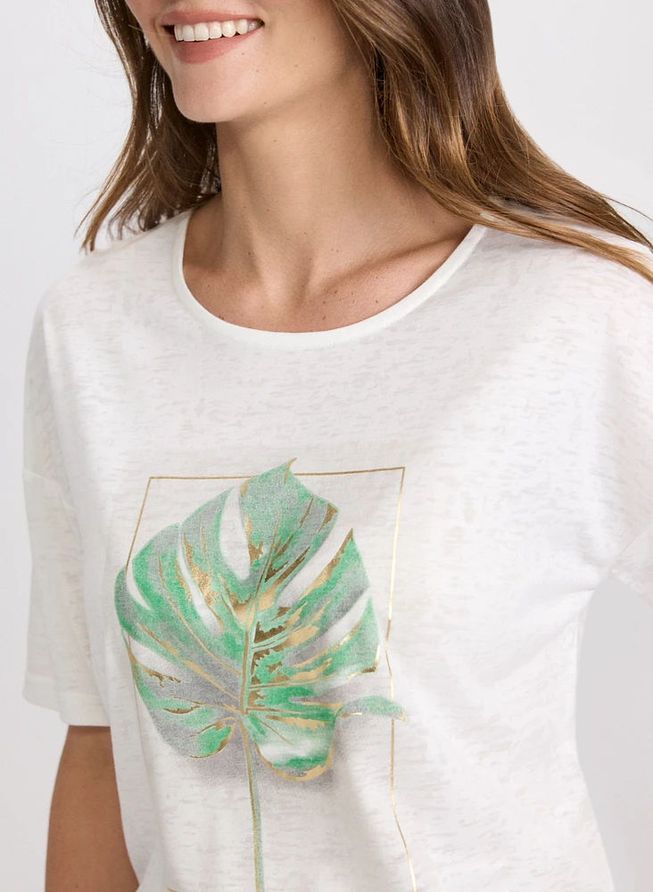 T-shirt à feuille de palmier
