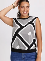 Drop Shoulder Geometric Print Top