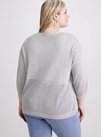 Cardigan en tricot ajouré métallique