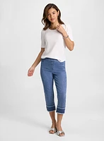 Elbow Sleeve Knit Top & Beaded Jeans