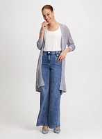 Textured Open-Knit Cardigan & Wide Leg Jeans