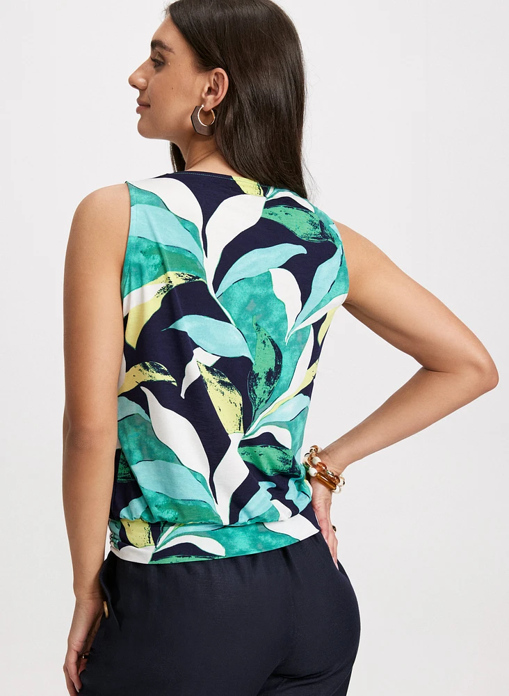 Tropical Print V-Neck Tank Top