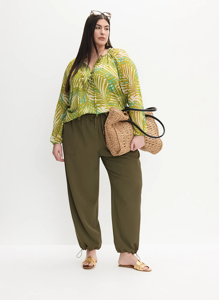 Melanie Lyne - Frilled Palm Print Blouse