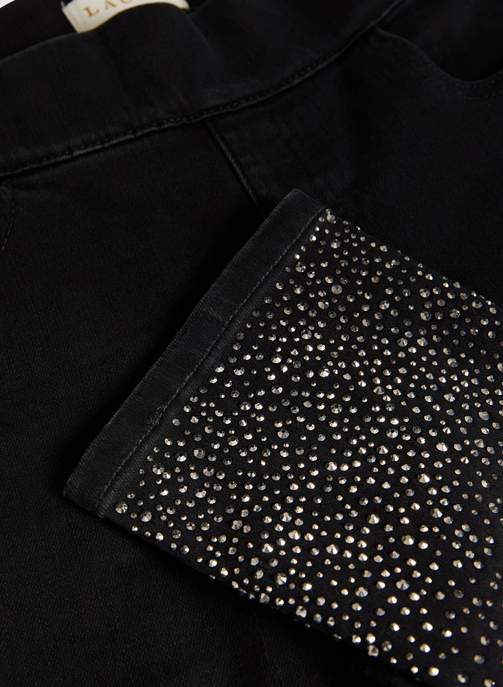 Rhinestone Detail Slim Leg Jeans