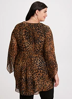 Leopard Print V-Neck Blouse