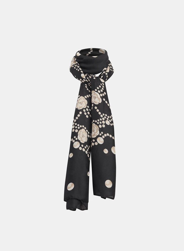Foulard à motif de pois et fleurs