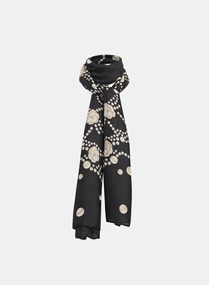 Foulard à motif de pois et fleurs