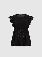 Peplum Eyelet Top