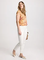 Heathered Paisley Print T-Shirt & Embroidered Pull-On Jeans